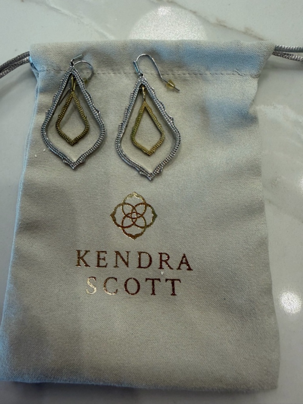 Kendra Scott Two-Tone Layered Teardrop Earrings - Silver & Gold